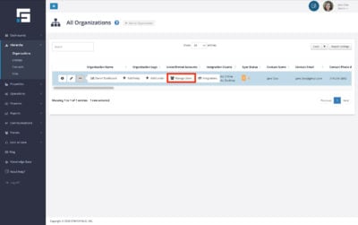 Find the organization to edit users and select Manage Users