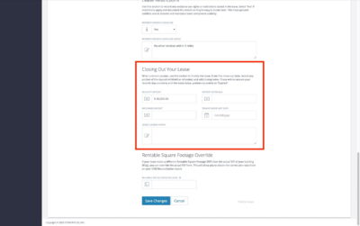 Update the fields under Closing Out Your Lease
