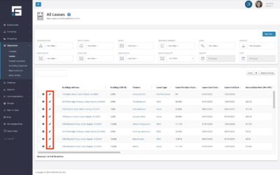 Use the pencil icon to edit leases