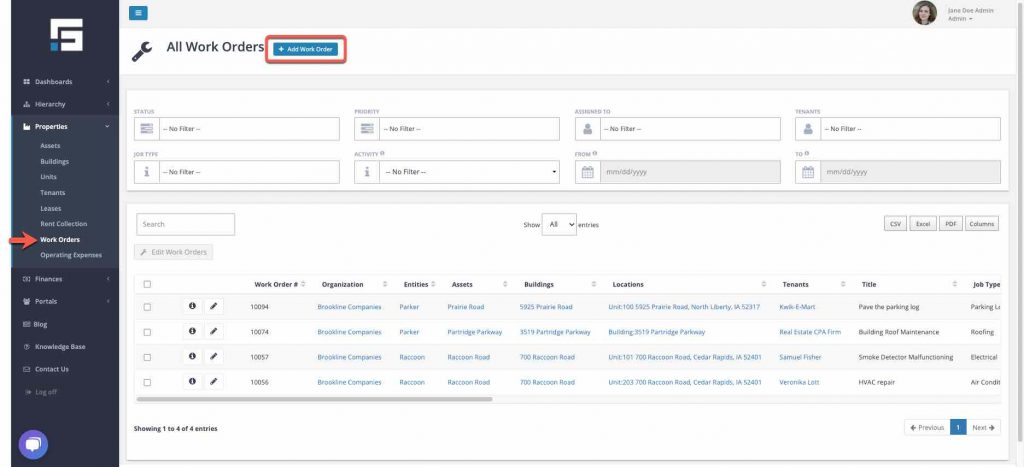 How to Add a Work Order in STRATAFOLIO