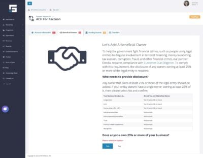 Complete the information required on the Beneficial Owners tab