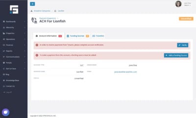 The next page highlights alerts for finishing the setup specifically the verification and funding sources which must be accomplished to complete the setup
