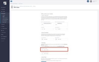 Select the Accounting Customer in the Lease information