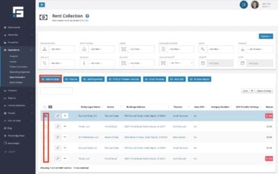Select the checkbox next to the lease to enable the Add Invoices button