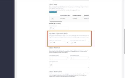 Enable Lease Expiration Alerts on the Edit Lease screen