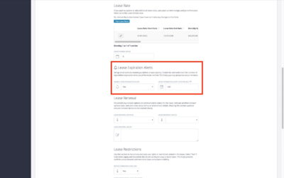 Enable the Lease Expiration Alerts on the Edit Lease screen-kb