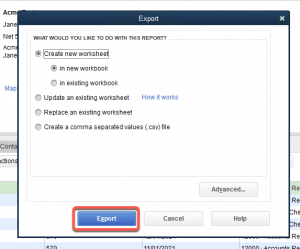 Create new worksheet and export customer in QBD