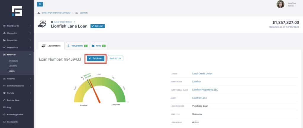 Edit a Loan for Closing a Loan