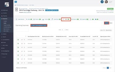The Add an Operating Expense Period button can be found in the Invoice view of the OpEx tab