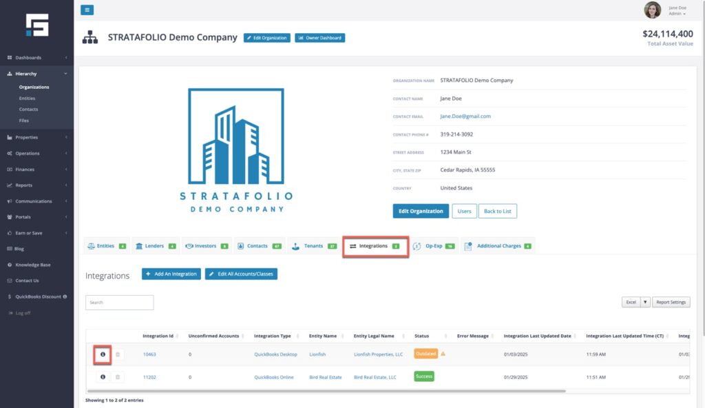 Integrations View for QuickBooks Desktop