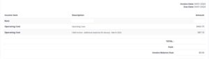 Invoice for CAM reconciliation true-up