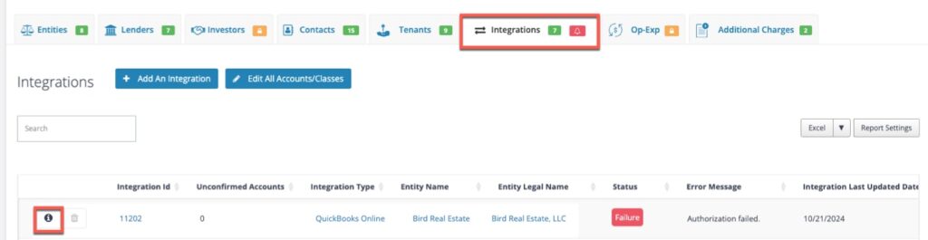 QuickBooks Online Integration Failure