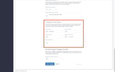 Enter all the information required to close out the lease