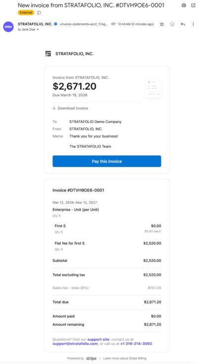 Stripe New Subscription Email Example