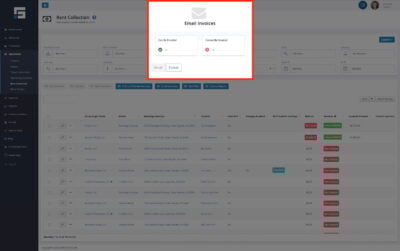 A pop-up confirming if the tenants can be emailed their invoice