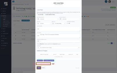 Enter all the details to add a lease rate using the Add Lease Rate form then click save or click the option to add another lease rate after saving