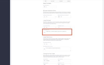 Update the Lease Renewal Notes part of the Edit a Lease form if a tenant has exected an option