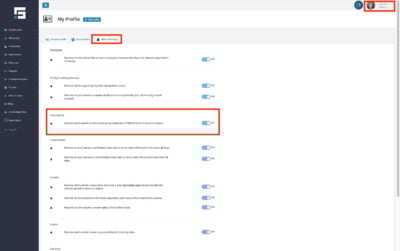 You can update your insurance alert settings in your profile which can be found in the upper right-hand corner of the screen
