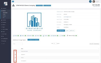 Additional Charges can be edited to change the name or delete through the pencil icon next to each charge type found in the Additional Charges tab in the Organization detail page
