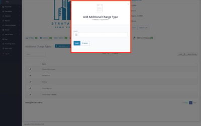 After clicking on the Add Additional Charge Type button a form will pop up where you can add the charges