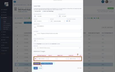 Click on the Add Line Item button the Edit Lease Rate form to show the fields where you can add and edit details of an additional charge type at the lease level