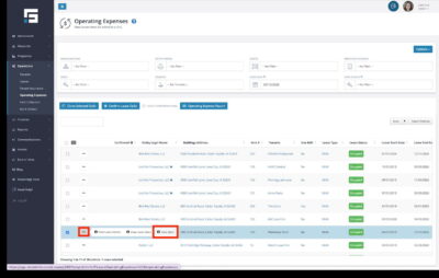Easily access a Lease's OpEx by clicking on the ellipsis beside the lease on the Operating Expenses page then clicking on View OpEx