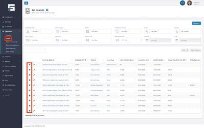 Open the Lease Detail Page by going to Leases under Operations from the left-side navigation menu and clicking the i icon next to the Lease record