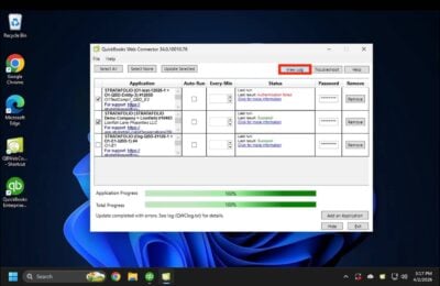 Click on the View Log button in the Web Connector application