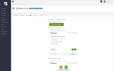 Click the Connect to QuickBooks button in the Setup tab