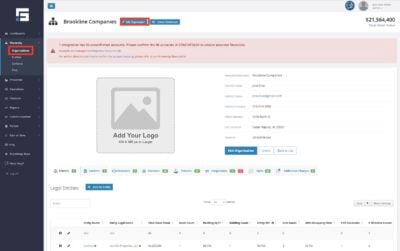 The logo must be uploaded from the organization detail view